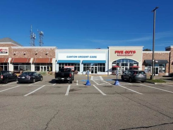 Plaza parking lot in front of Canton Urgent Care